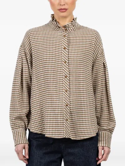 Xirena Jensen Check-pattern Shirt In Gray