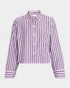 Xirena Jessie Cotton Stripe Button-front Shirt In Blue Rose