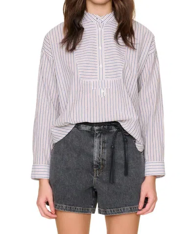 Xirena Jones Shirt In Mocha Stripe In Multi