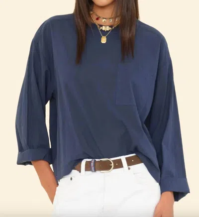 Xirena Jordana Raglan Tee Top In Navy In Blue