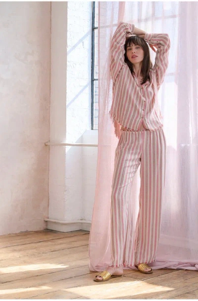 Xirena Joseph Trouser In Dusty Pink Stripe
