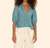 Xirena Jules Flower Pattern Shirt In Aqua Teal In Multi