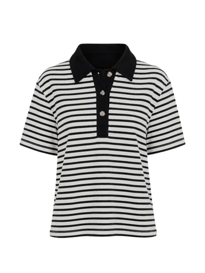 Xirena Kellie Striped Polo Top In Black
