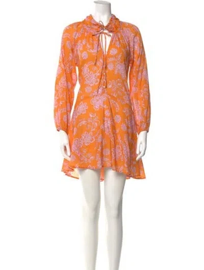 Pre-owned Xirena Lace Pattern Mini Dress In Orange