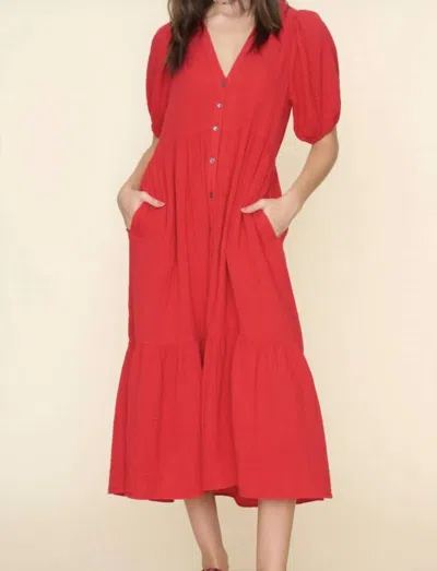 Xirena Lennox Blouson-sleeve Cotton Gauze Midi Dress In Multi