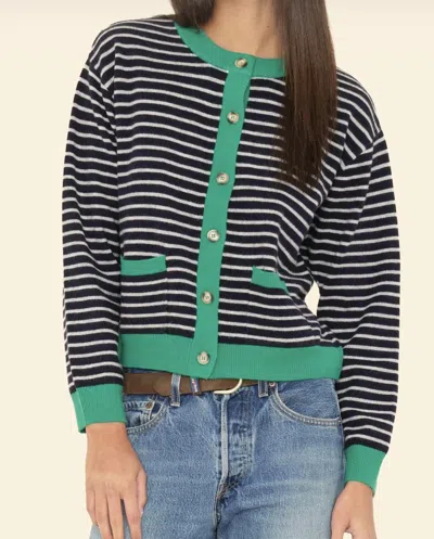 Xirena Lillian Cardigan Sweater In Navy Stripe In Blue