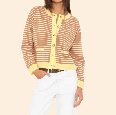 Xirena Lillian Long Sleeve Cardigan In Camel Stripe In Multi