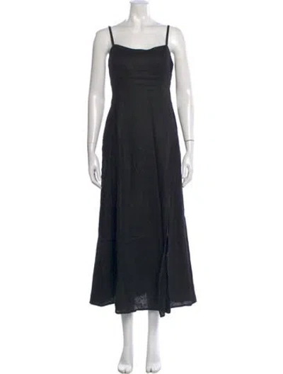 Pre-owned Xirena Linen Long Dress In Black