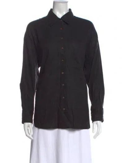 Pre-owned Xirena Linen Long Sleeve Button-up Top In Blue