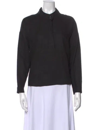 Pre-owned Xirena Linen Long Sleeve Top In Black