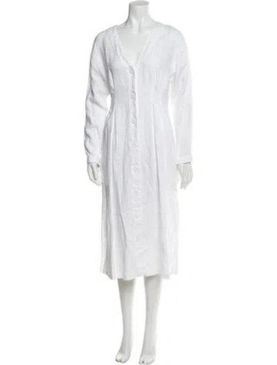 Pre-owned Xirena Linen Midi Length Dress In White