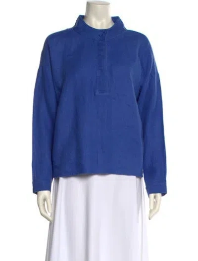Pre-owned Xirena Linen Mock Neck Sweatshirt In Blue