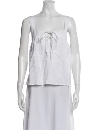 Pre-owned Xirena Linen Square Neckline Blouse In White