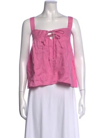 Pre-owned Xirena Linen Square Neckline Top In Pink