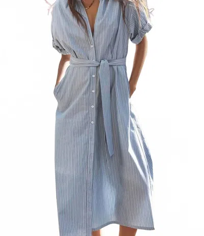 Xirena Liora Midi Dress In Chambray Teal Stripe In Multi
