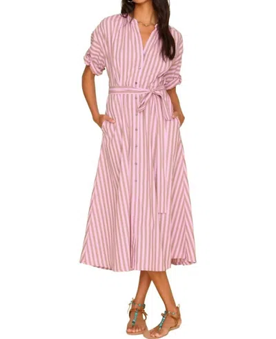 Xirena Liora Tie Waist Midi Dress In Fig Stripe In Purple