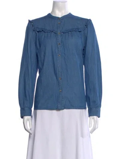 Pre-owned Xirena Long Sleeve Blouse In Blue
