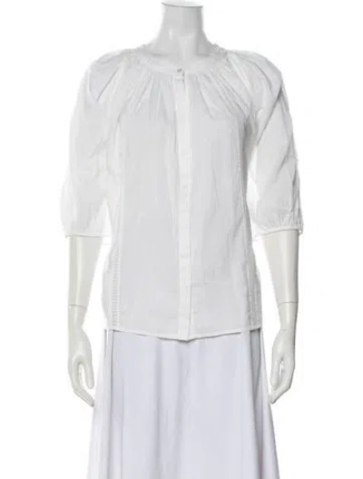 Pre-owned Xirena Long Sleeve Blouse In White
