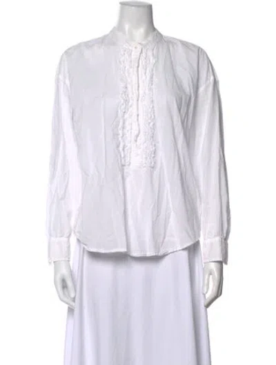 Pre-owned Xirena Long Sleeve Blouse In White