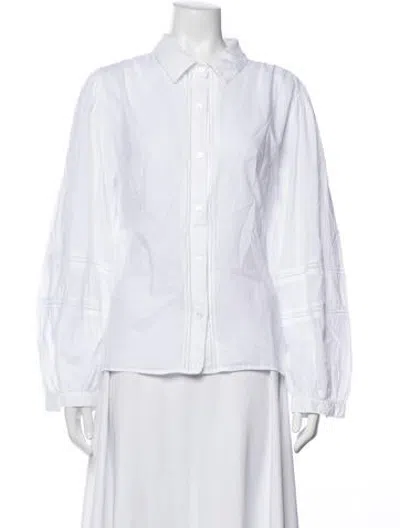 Pre-owned Xirena Long Sleeve Blouse In White