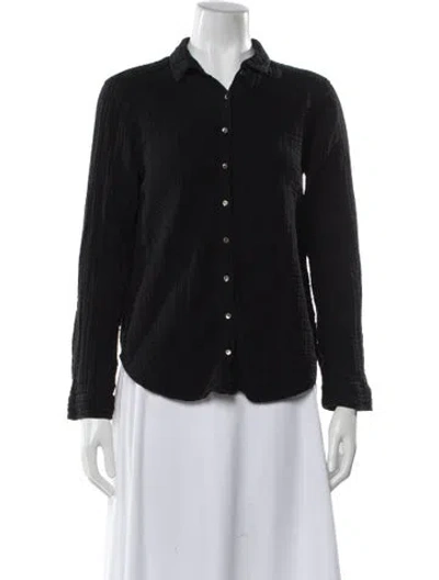 Pre-owned Xirena Long Sleeve Button-up Top In Black