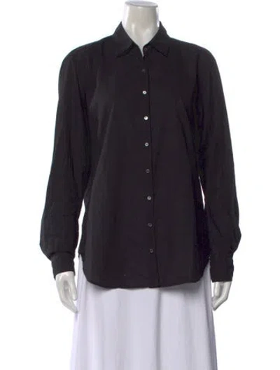 Pre-owned Xirena Long Sleeve Button-up Top In Black