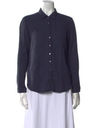 Pre-owned Xirena Long Sleeve Button-up Top In Blue