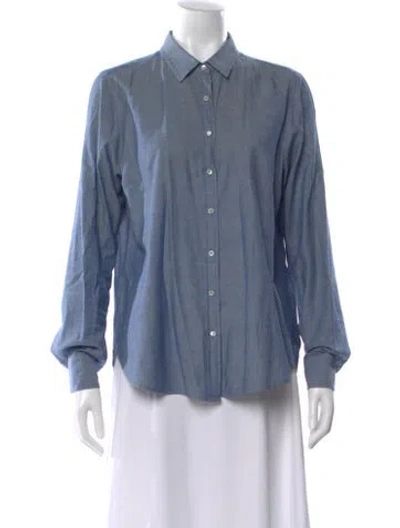 Pre-owned Xirena Long Sleeve Button-up Top In Blue