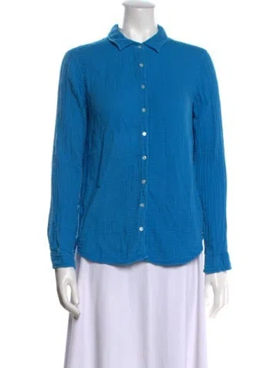 Pre-owned Xirena Long Sleeve Button-up Top In Blue