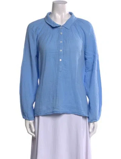 Pre-owned Xirena Long Sleeve Button-up Top In Blue