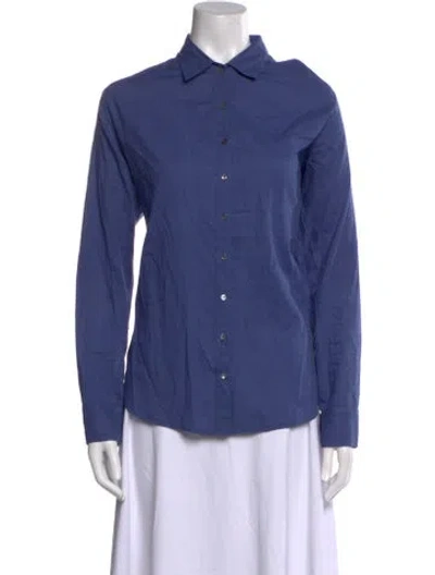Pre-owned Xirena Long Sleeve Button-up Top In Blue