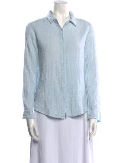 Pre-owned Xirena Long Sleeve Button-up Top In Blue