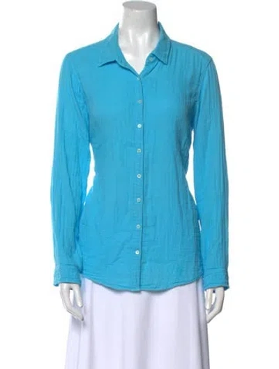 Pre-owned Xirena Long Sleeve Button-up Top In Blue