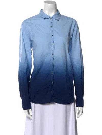 Pre-owned Xirena Long Sleeve Button-up Top In Blue