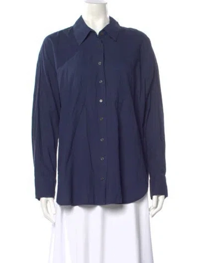 Pre-owned Xirena Long Sleeve Button-up Top In Blue