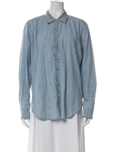 Pre-owned Xirena Long Sleeve Button-up Top In Blue