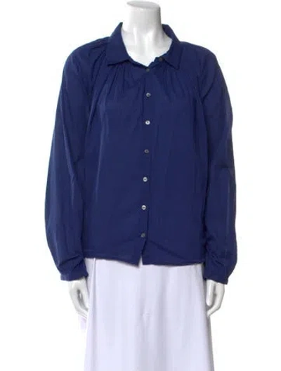 Pre-owned Xirena Long Sleeve Button-up Top In Blue