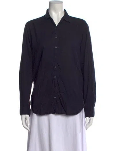 Pre-owned Xirena Long Sleeve Button-up Top In Blue