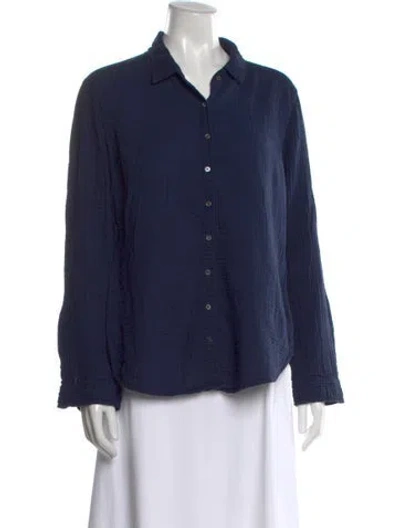Pre-owned Xirena Long Sleeve Button-up Top In Blue