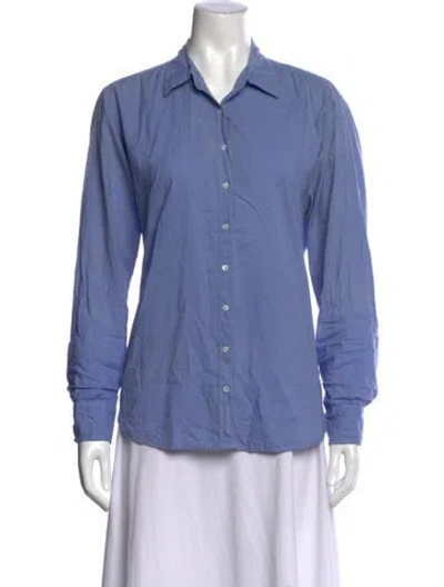 Pre-owned Xirena Long Sleeve Button-up Top In Blue