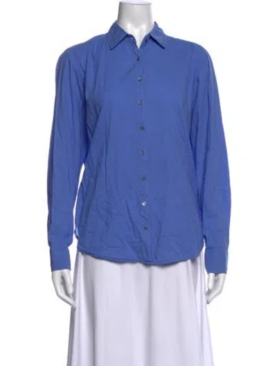 Pre-owned Xirena Long Sleeve Button-up Top In Blue