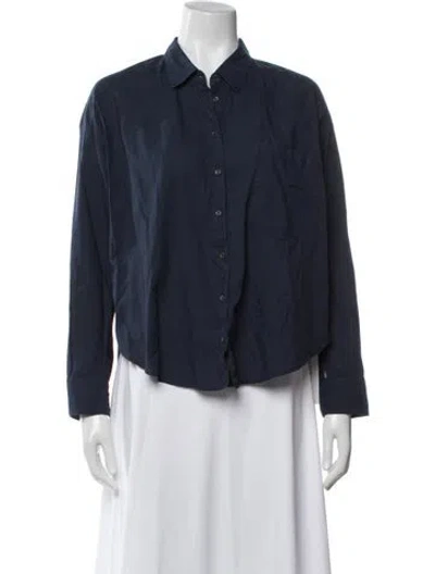 Pre-owned Xirena Long Sleeve Button-up Top In Blue