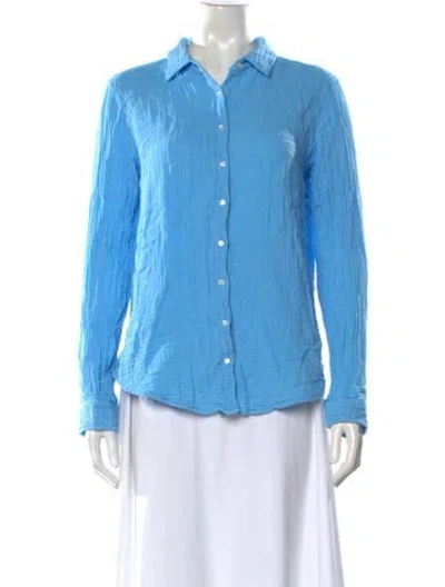 Pre-owned Xirena Long Sleeve Button-up Top In Blue