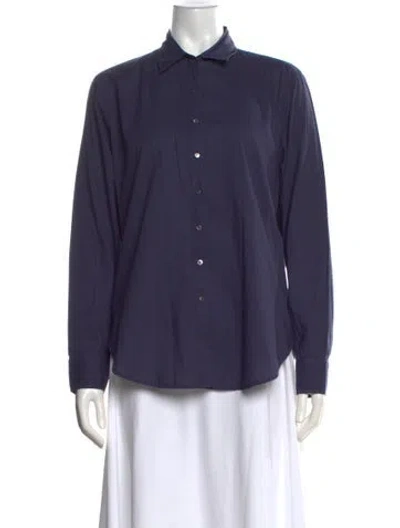 Pre-owned Xirena Long Sleeve Button-up Top In Blue