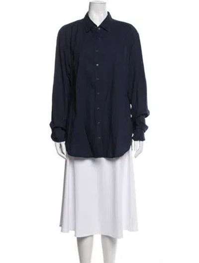 Pre-owned Xirena Long Sleeve Button-up Top In Blue