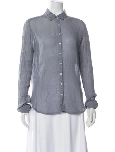 Pre-owned Xirena Long Sleeve Button-up Top In Blue