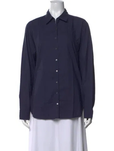 Pre-owned Xirena Long Sleeve Button-up Top In Blue