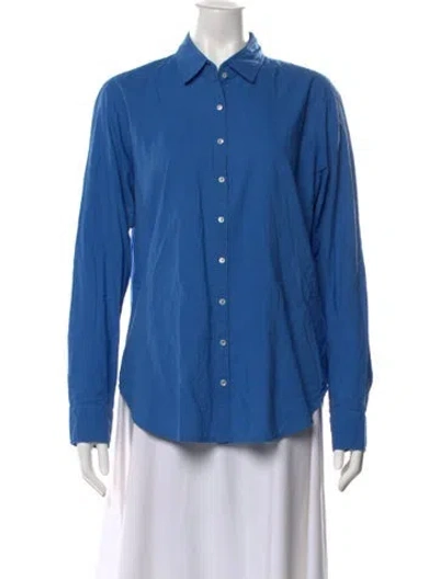 Pre-owned Xirena Long Sleeve Button-up Top In Blue