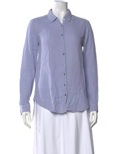 Pre-owned Xirena Long Sleeve Button-up Top In Blue