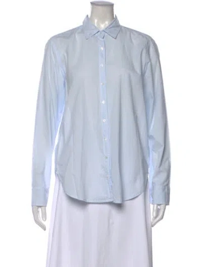 Pre-owned Xirena Long Sleeve Button-up Top In Blue